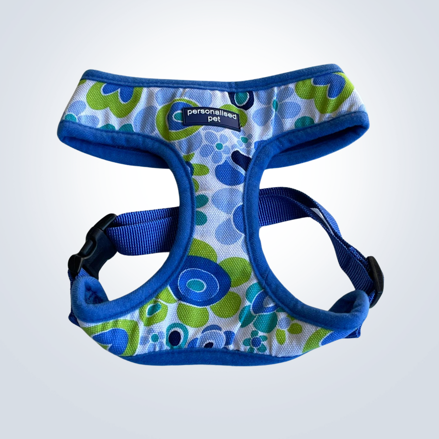 PET HARNESS Floral Blue - Embroidered