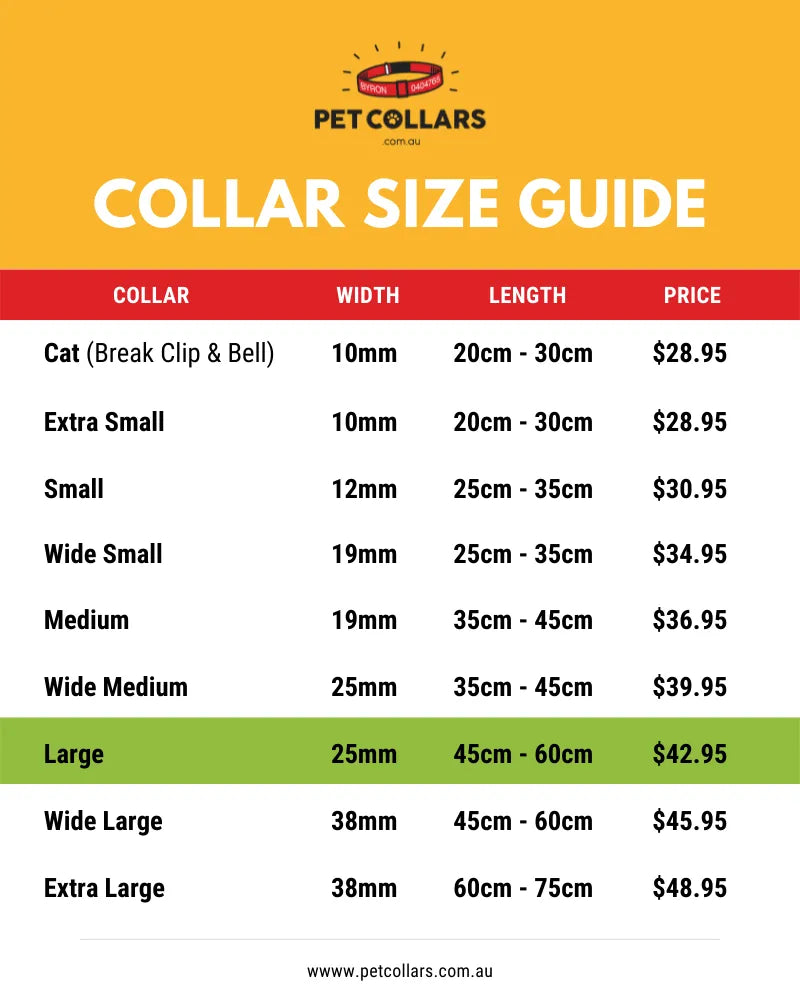 custom pet collar size guide
