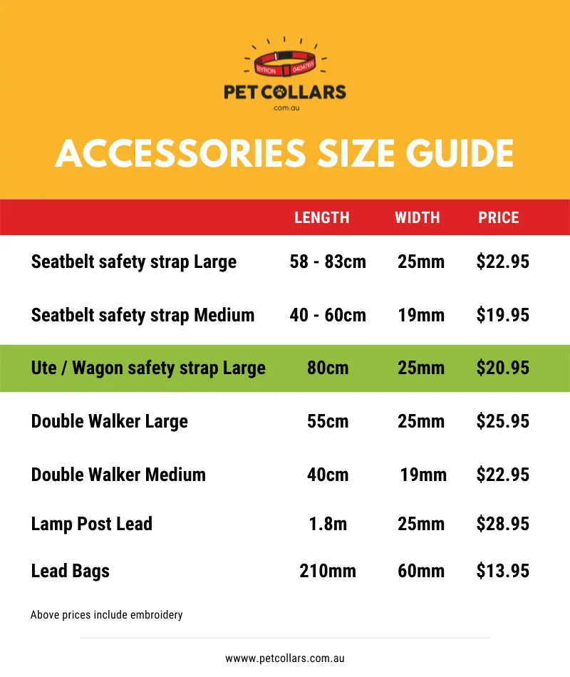 personalised pet ute clip size guide
