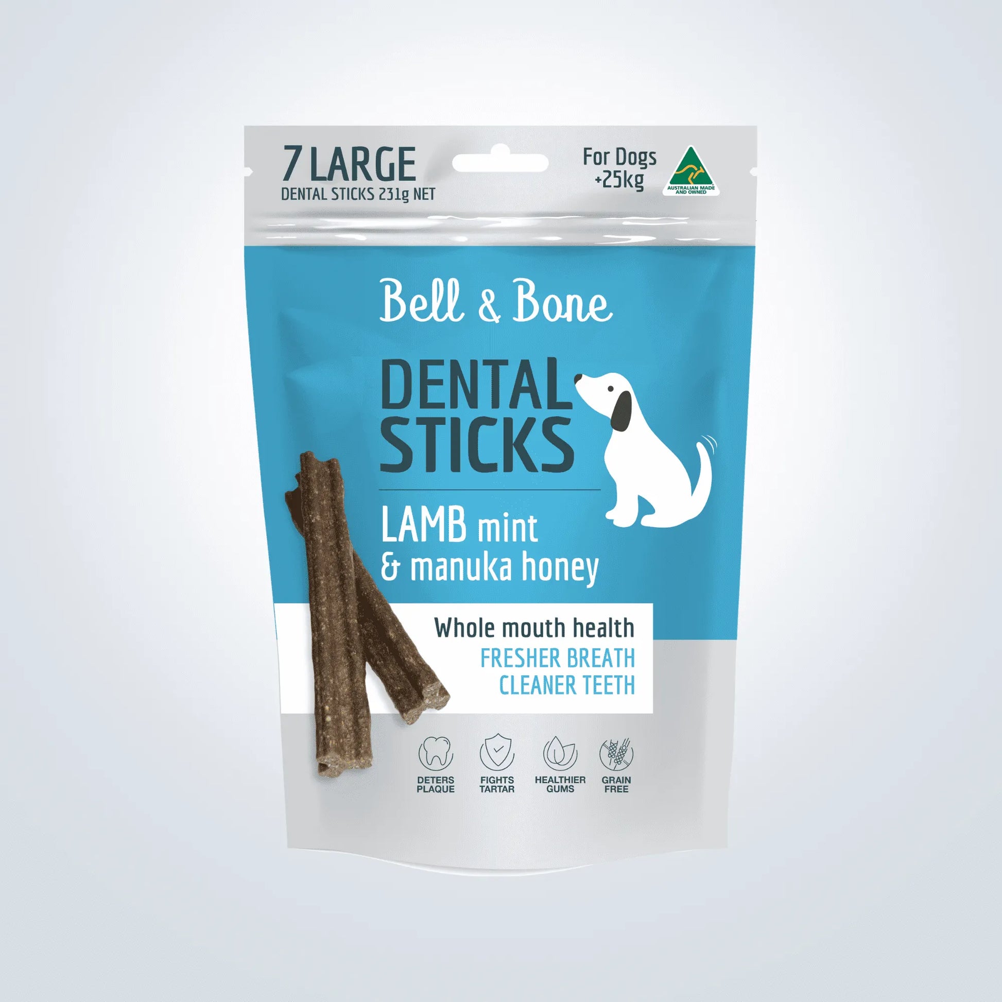 Bell & Bone Dental Sticks Large Lamb, Mint & Manuka Honey dog treats