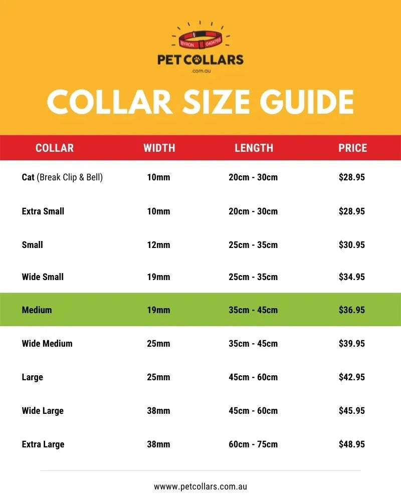 custom pet collar size guide